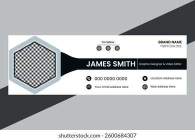 Creative Business Email Signature with Modern and Clean Layout, Corporate Email Template Design, Email Background Banner 