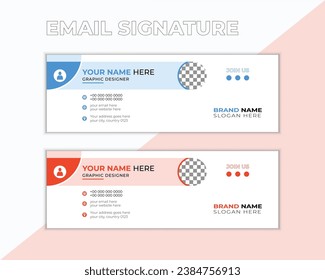 Creative business email signature template or email footer and personal social media cover templates with two colors.