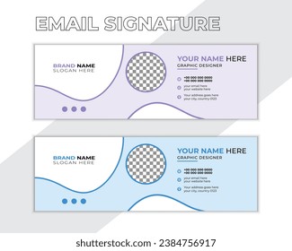 Creative business email signature template or email footer and personal social media cover templates with two colors.