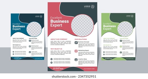 Creative business expert design, business flyer template, editable business flyer design template, 3 color design template best design template, geometrics shape 