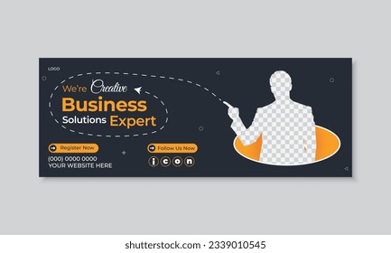Creative business facebook cover design for social media webinar web banner template, minimal marketing advertising promotion timeline cover design layout, modern header design