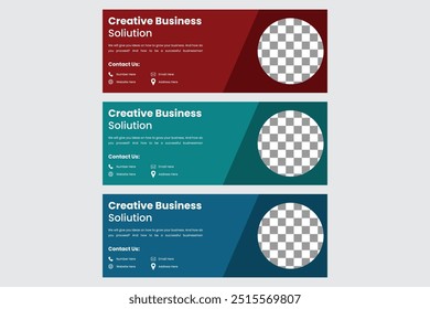 Creative Business Facebook Cover Design Template With Multiple Color Variation  