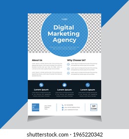 Creative Business Flyer Design, Corporate Flyer, Brochure design, annual report, poster, shape, layout, a4 Size, blue color, Vector illustration