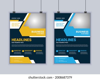 Diseño de Volante de Negocios Creativo en Illustrator, Diseño de Volante Profesional de Negocios. Diseño de plantilla editable de folleto. Diseño de plantilla de folleto comercial mínimo.