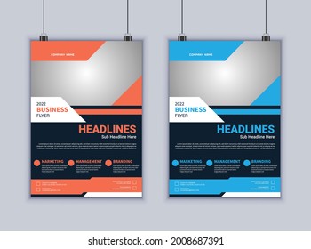 Diseño de Volante de Negocios Creativo en Illustrator, Diseño de Volante Profesional de Negocios. Diseño de plantilla editable de folleto. Diseño de plantilla de folleto comercial mínimo.