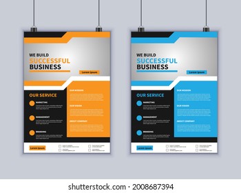 Diseño de Volante de Negocios Creativo en Illustrator, Diseño de Volante Profesional de Negocios. Diseño de plantilla editable de folleto. Diseño de plantilla de folleto comercial mínimo.