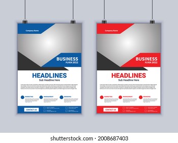 Diseño de Volante de Negocios Creativo en Illustrator, Diseño de Volante Profesional de Negocios. Diseño de plantilla editable de folleto. Diseño de plantilla de folleto comercial mínimo.