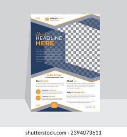 Plantilla de diseño de volante de negocios creativo, espacio de diseño de portada de folletos de diseño para el fondo de la foto, plantilla vectorial en tamaño A4.