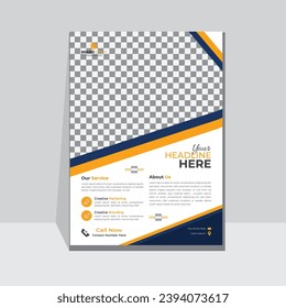 Creative business flyer design template, flyer design pamphlet brochure cover design layout space for photo background, vector template in A4 size.