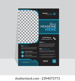 Creative business flyer design template, flyer design pamphlet brochure cover design layout space for photo background, vector template in A4 size.