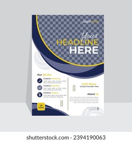 Creative business flyer design template, flyer design pamphlet brochure cover design layout space for photo background, vector template in A4 size.