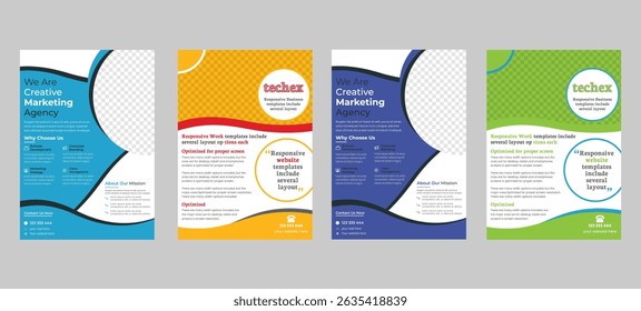 criativo Business Flyer Layout com Blue Accents vetor médico flyer modelo em A4 com proposta de negócios colorido, promoção, anunciar, publicação, folha de rosto.