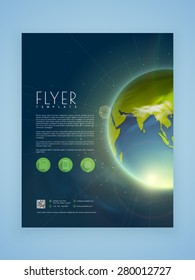 Kreatives Business-Flyer, Vorlage oder Broschüren-Design mit glänzender Erde.