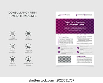 creative business flyer template design with two image placement, red gradient color used in the template. well organized, fully editable eye catchy design. vector standard a4 size, eps 10