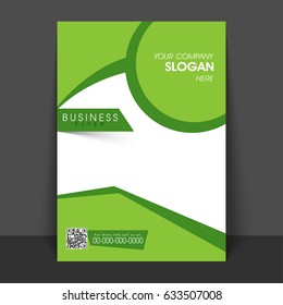 Volante de negocios creativo, diseño de plantillas en colores verde y blanco.