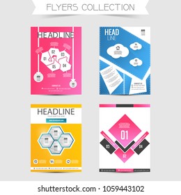 creative business flyers or brochures set of 4 with nice and creative design illustration.