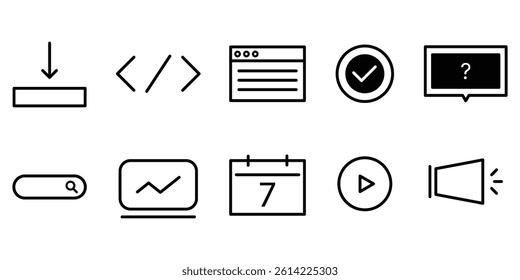 Creative business icon set. Editable stroke. Outline icons collection. Simple vector illustration.