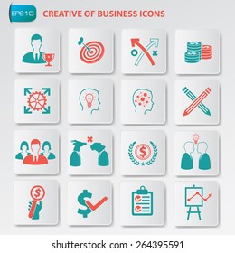 Creative of business icon set on clean  button,vector