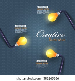 Creative Business Idea Concept, Bulbs Illustration, Infographics Background Design