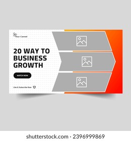 Creative business idea concept video cover banner design, video thumbnail banner design, customizable vector eps 10 file format