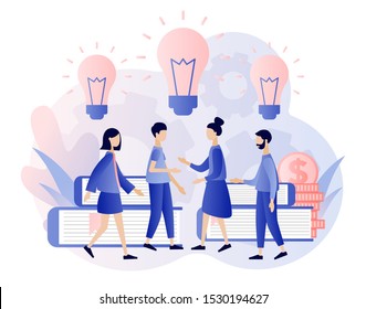 Creative business idea, content development, brainstorming concept. Modern flat cartoon style. Vector illustration