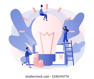 Creative business idea, content development, brainstorming concept. Modern flat cartoon style. Vector illustration