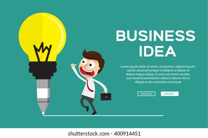 creative business idea. pencil bulb idea banner vector illustration.