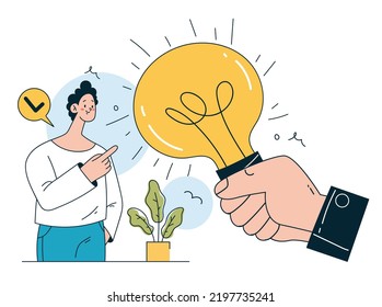 Ideas de negocios creativas personas trabajo en equipo conjunto de concepto de arte de línea abstracta. Ilustración vectorial de elementos gráficos de diseño
