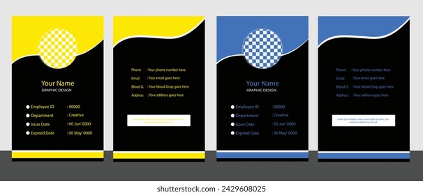 identidad de negocio creativa, diseño simple de la tarjeta de identificación, plantilla de tarjeta de identificación, fondo negro, identidad de marca, plantilla de vector, diseño de vector, 
