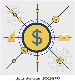 creative business illustration concept of combining resources to achieve the company's main goal of profit, suitable for business infographics