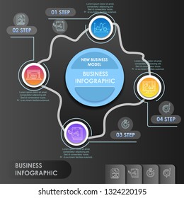 Creative business infographic concept with thin icons. Good solution for web cites, different presentations and business visual projects. Elements in thin line style.