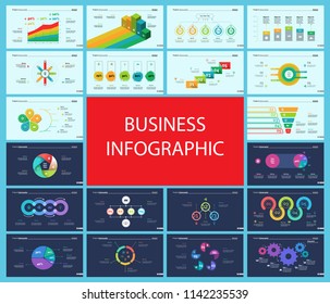 Creative business infographic design for development concept. Can be used for workflow layout, annual report, web design. Process chart, option chart, flowchart, donut chart, organizational graph