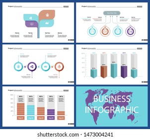 Creative business infographic design for development concept. Can be used for workflow layout, annual report, web design. Process chart, option chart, flowchart, donut chart, organizational graph