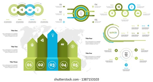 Creative business infographic design for management concept. Can be used for workflow layout, annual report, web design. Process chart, option chart, flowchart, donut chart, comparison, bar graph
