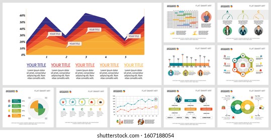 Creative business infographic design set. Can be used for workflow layout, annual report, web design. Business and accounting concept with area, percentage and timeline charts
