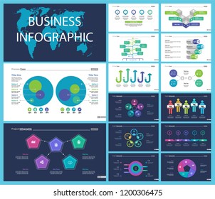 Creative business infographic design for startup concept. Can be used for business project, annual report, web design. Option chart, process chart, organizational chart, donut diagram, flowchart