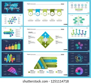 Creative business infographic design for startup concept. Can be used for business project, annual report, web design. Option chart, process chart, organizational chart, donut diagram, flowchart