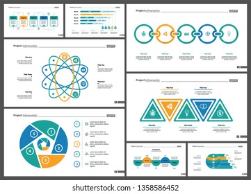 Creative business infographic design for startup concept. Can be used for business project, annual report, web design. Option chart, process chart, organizational chart, donut diagram, flowchart