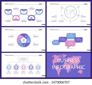 Creative business infographic design for startup concept. Can be used for business project, annual report, web design. Option chart, process chart, organizational chart, donut diagram, flowchart