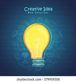 Creative Business Infographic elements with glossy bulb for Idea concept.