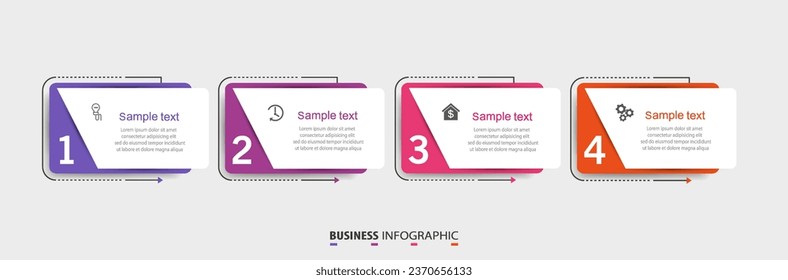 Creative business infographic template with 4 options or steps. Can be used for workflow layout, diagram, annual report, web design