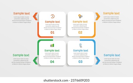Creative business infographic template with 4 options or steps. Can be used for workflow layout, diagram, annual report, web design