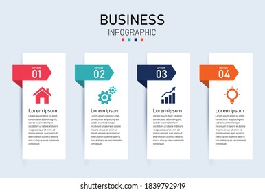Creative business infographic template with icons and 4 options or steps. can be used for process, presentations, layout, banner. business and finance concept. 