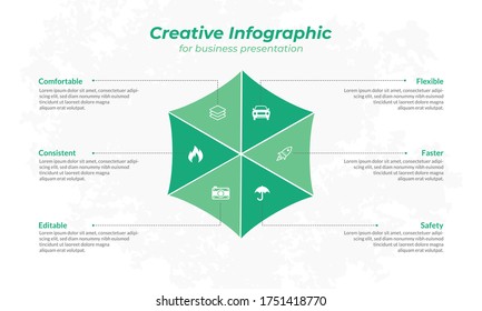 Creative business infographic with triangle steps shape and icon design. Green nature color palette. Vector illustration eps10.