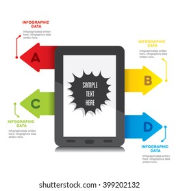 creative business info-graphics design using tablet device concept vector