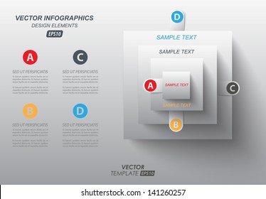 creative business infographics with your data, white squares with label