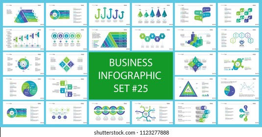 Creative business inforgraphic design set can be used for presentations, annual report, web design. Business concept. Donut, arrow, timeline, process charts, flowchart, comparison graph