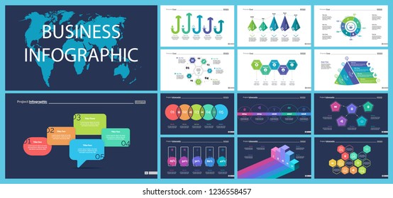 Creative business inforgraphic design set can be used for presentations, annual report, web design. Business concept. Donut, arrow, timeline, process charts, flowchart, comparison graph