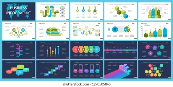 Creative business inforgraphic design set can be used for presentations, annual report, web design. Business concept. Donut, arrow, timeline, process charts, flowchart, comparison graph