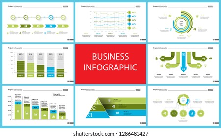 Creative business inforgraphic design set can be used for presentations, annual report, web design. Business concept. Donut, arrow, timeline, process charts, flowchart, comparison graph